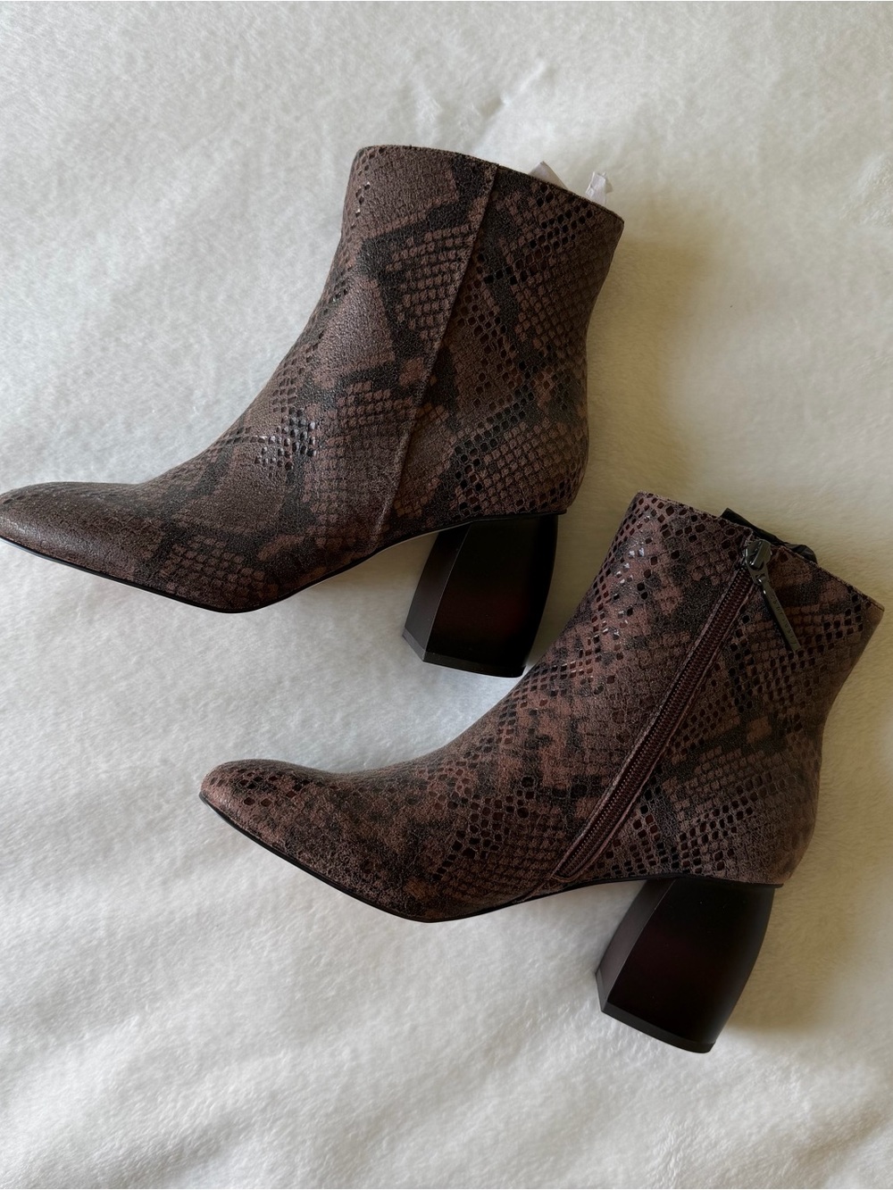 Sanctuary Brown Snake-Print Ankle Booties